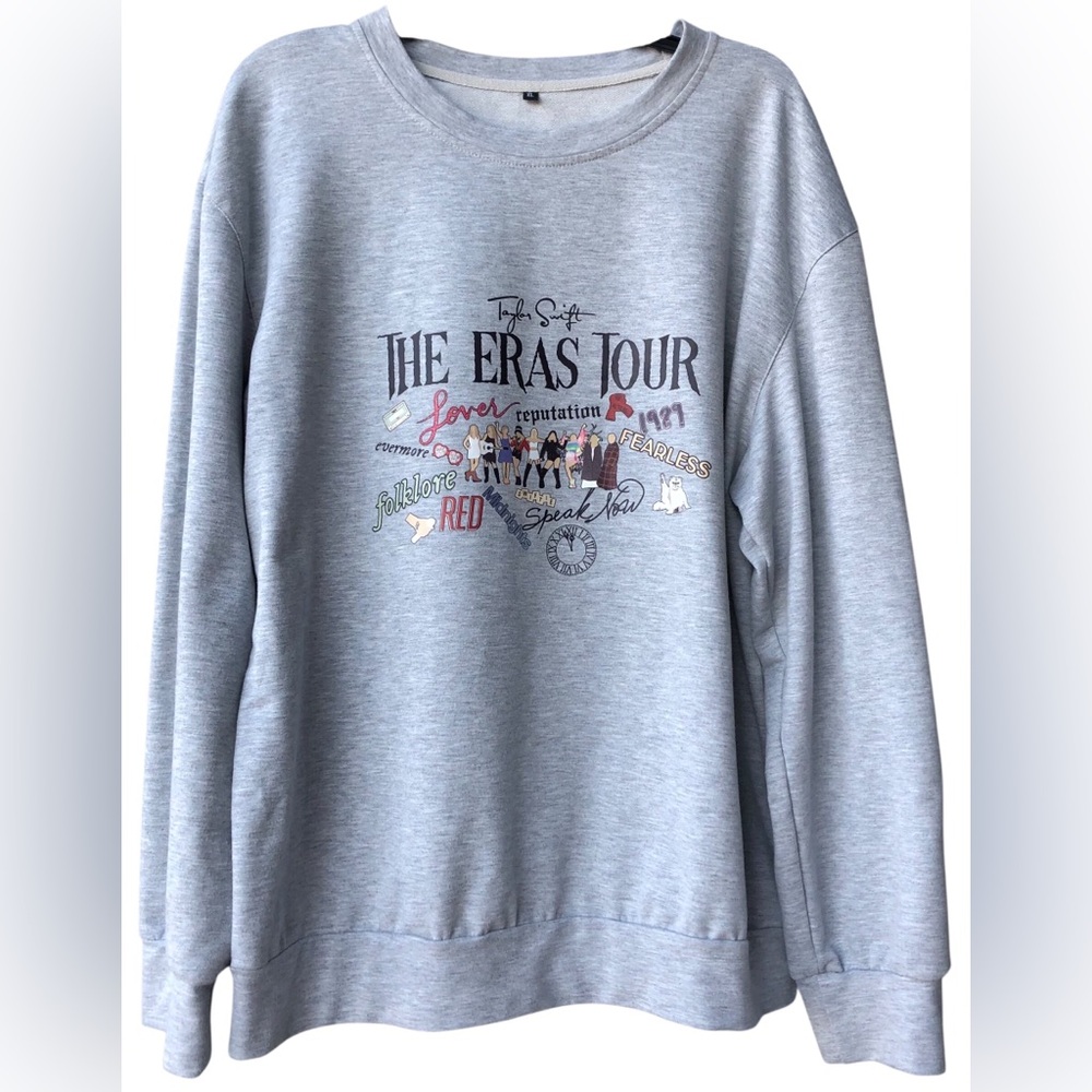 TAYLOR SWIFT‎ The Eras Tour Graphic SweatshirtCream Color Size XL Long Sleeve